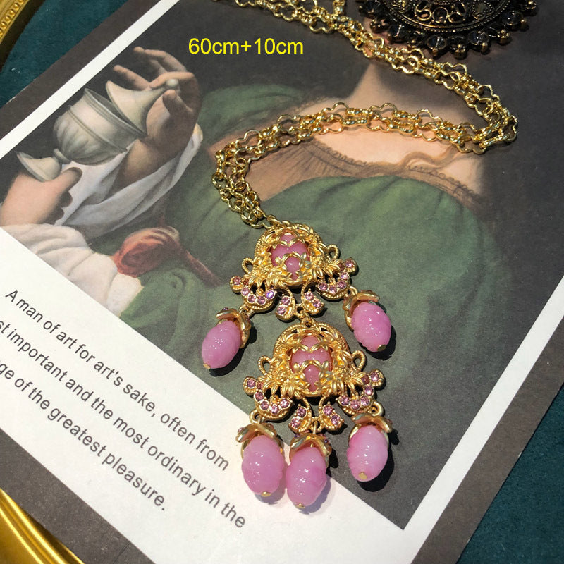 Vintage Classic Pendant Pink Akoya Pearls Luxurious 18k Vermeil Gold Plated Necklace Earring Jewelry Set | Mix Mix Style-Mix MIx Style