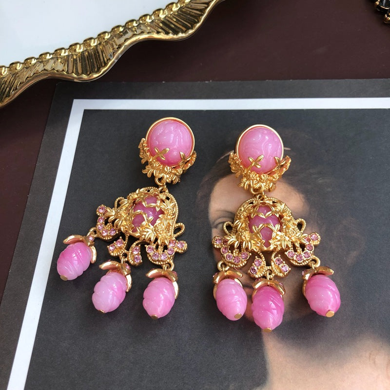Vintage Classic Pendant Pink Akoya Pearls Luxurious 18k Vermeil Gold Plated Necklace Earring Jewelry Set | Mix Mix Style-Mix MIx Style