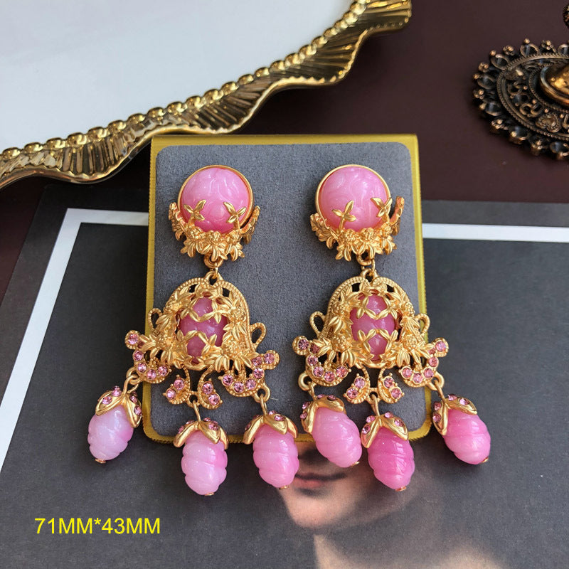 Vintage Classic Pendant Pink Akoya Pearls Luxurious 18k Vermeil Gold Plated Necklace Earring Jewelry Set | Mix Mix Style-Mix MIx Style