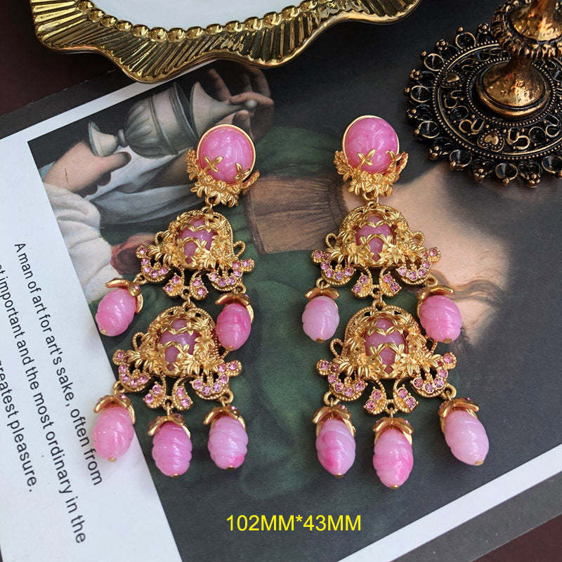 Vintage Classic Pendant Pink Akoya Pearls Luxurious 18k Vermeil Gold Plated Necklace Earring Jewelry Set | Mix Mix Style-Mix MIx Style