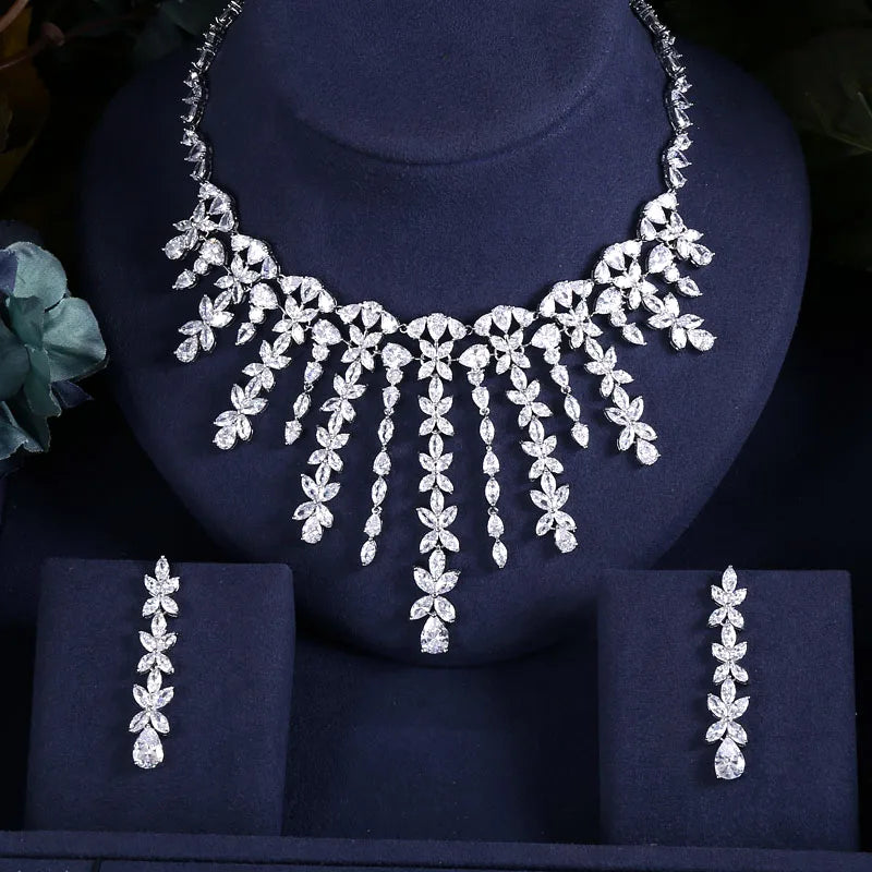 jankelly luxury 2pcs Bridal Zirconia Jewelry Sets For Women Party, Luxury Dubai Nigeria CZ Crystal Wedding Jewelry Sets-Mix MIx Style