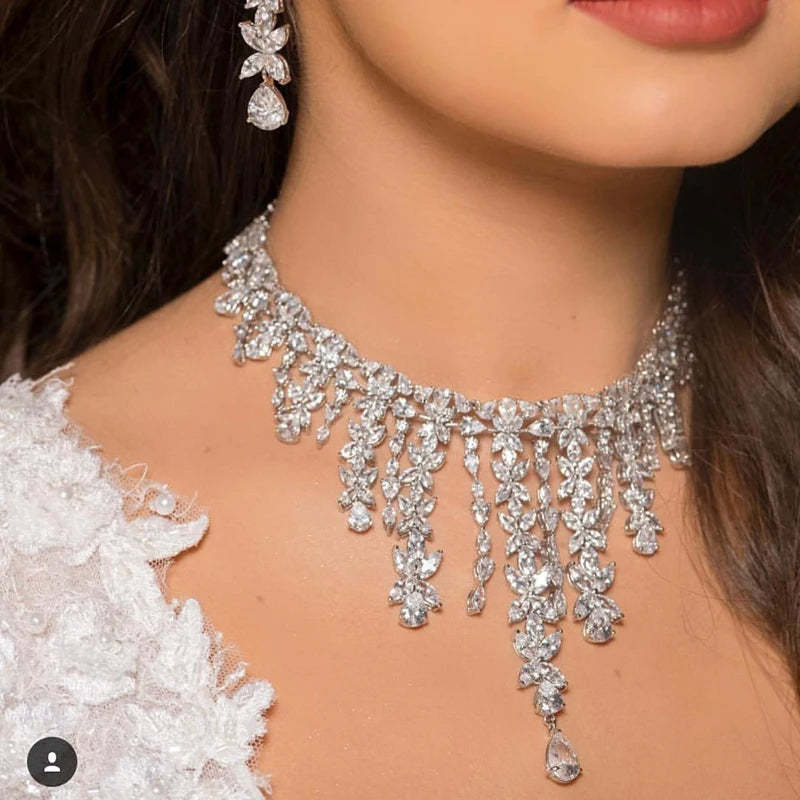 jankelly luxury 2pcs Bridal Zirconia Jewelry Sets For Women Party, Luxury Dubai Nigeria CZ Crystal Wedding Jewelry Sets-Mix MIx Style